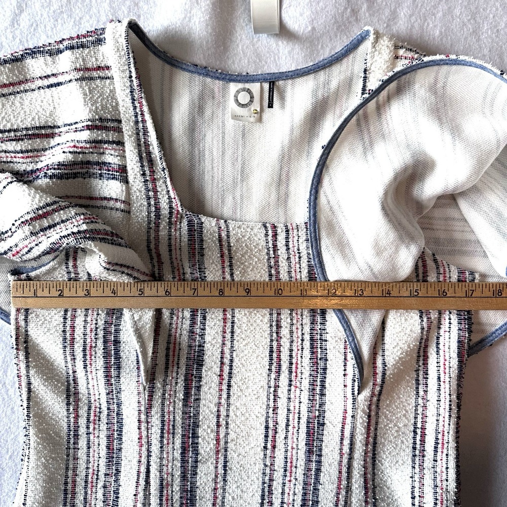 Akemi + Kin Anthropologie Jovanie Stripe‎ Terry Textured Dress Flutter Sleeves - Picture 7 of 13